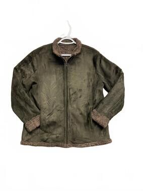 Hawkshead Women's Olive Green Faux Suede Shearling Lined Jacket Size 18